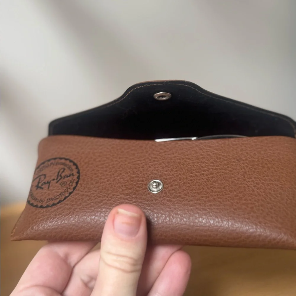 Ray-Ban Tan Leather Eyewear Case with Rehab Frames